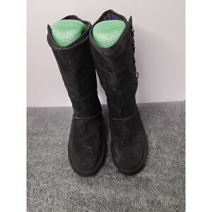 UGG Black Suede Button-Up Mid-Calf Boots girls Size 6 US/EU 37